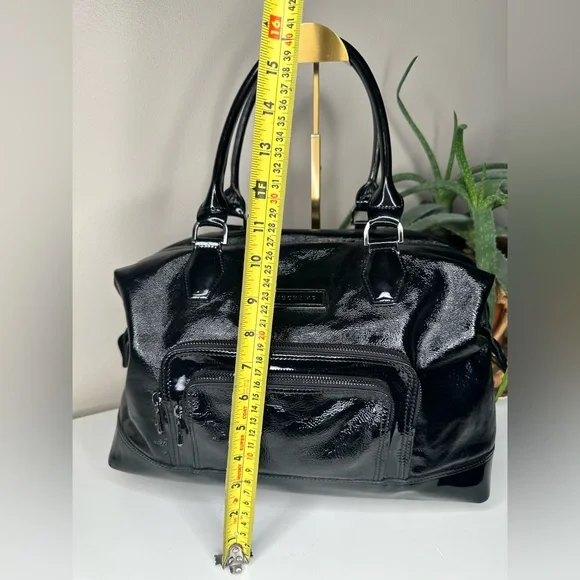 Longchamp Legende Verni Black Patent Leather Travel Satchel Tote Bag Large - Picture 11 of 13